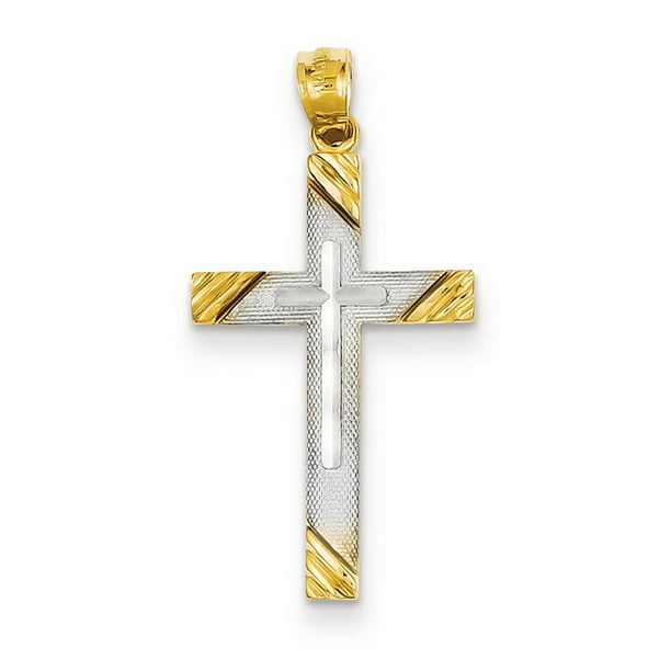 Silver Yellow Plated Latin Cross Pendant 41mm 